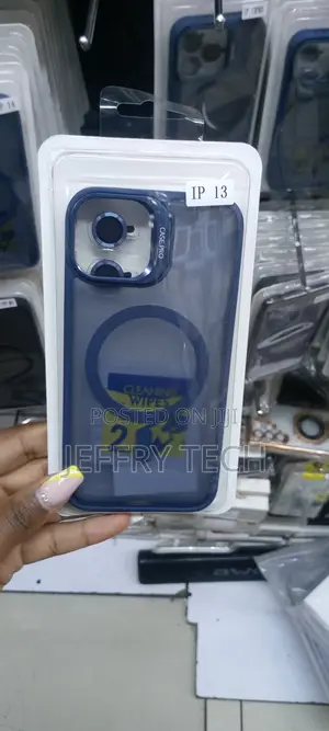 Blue Magsafe iPhone 13 Case With Camera Stand + Ring Lens