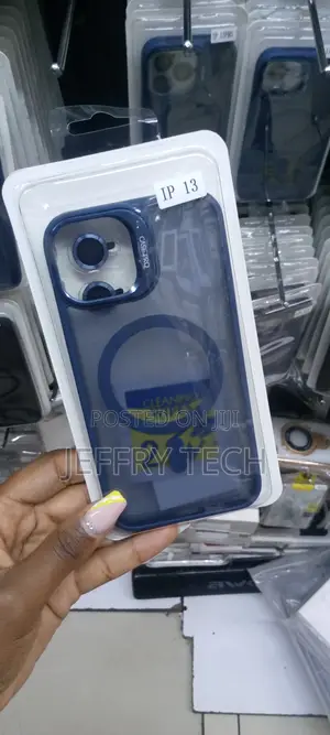 Blue Magsafe iPhone 13 Case With Camera Stand + Ring Lens