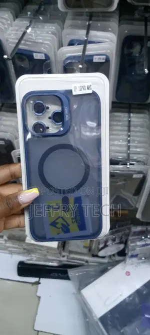 Blue Magsafe iPhone 12 Pro Max Case With Camera Stand/Lens