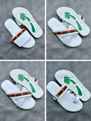 White Men's Leather Sandals(Slides