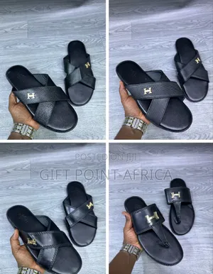 Leather Black Slides/Sandals