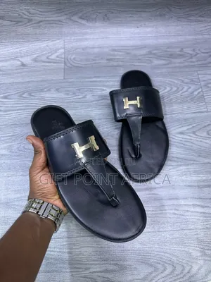 Leather Black Slides/Sandals