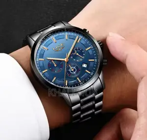 Lige Watch Lige Black Blue Chronograph Watch
