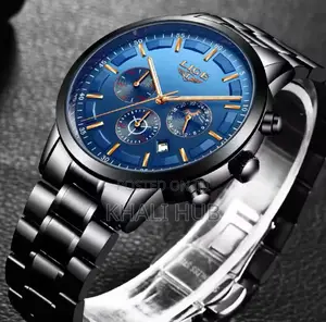 Lige Chronograph Watch With Date Display, Moon Phase Working