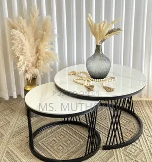 White Modern Luxury 2in1 Marble Nesting Tables.