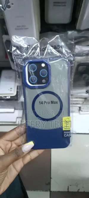 Blue iPhone 14 Pro Max Luxury Bottom Cut Magsafe Back Cover