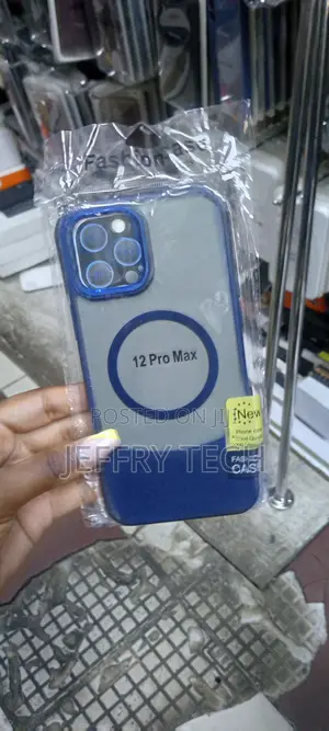 Luxury Bottom Cut Magsafe Cover for iPhone 12 Pro Max-Blue