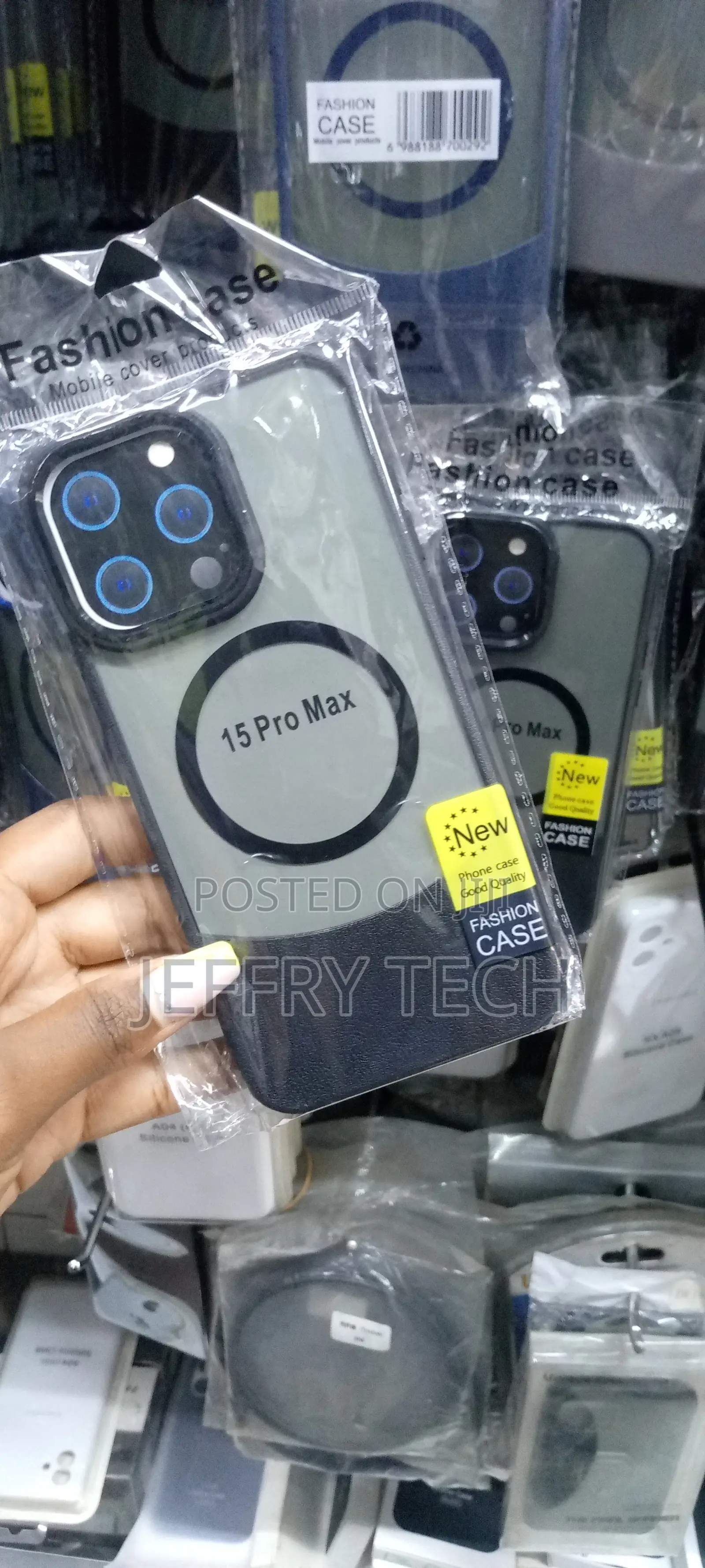 Black iPhone 15 Pro Max Luxury Bottom Cut Magsafe Back Cover