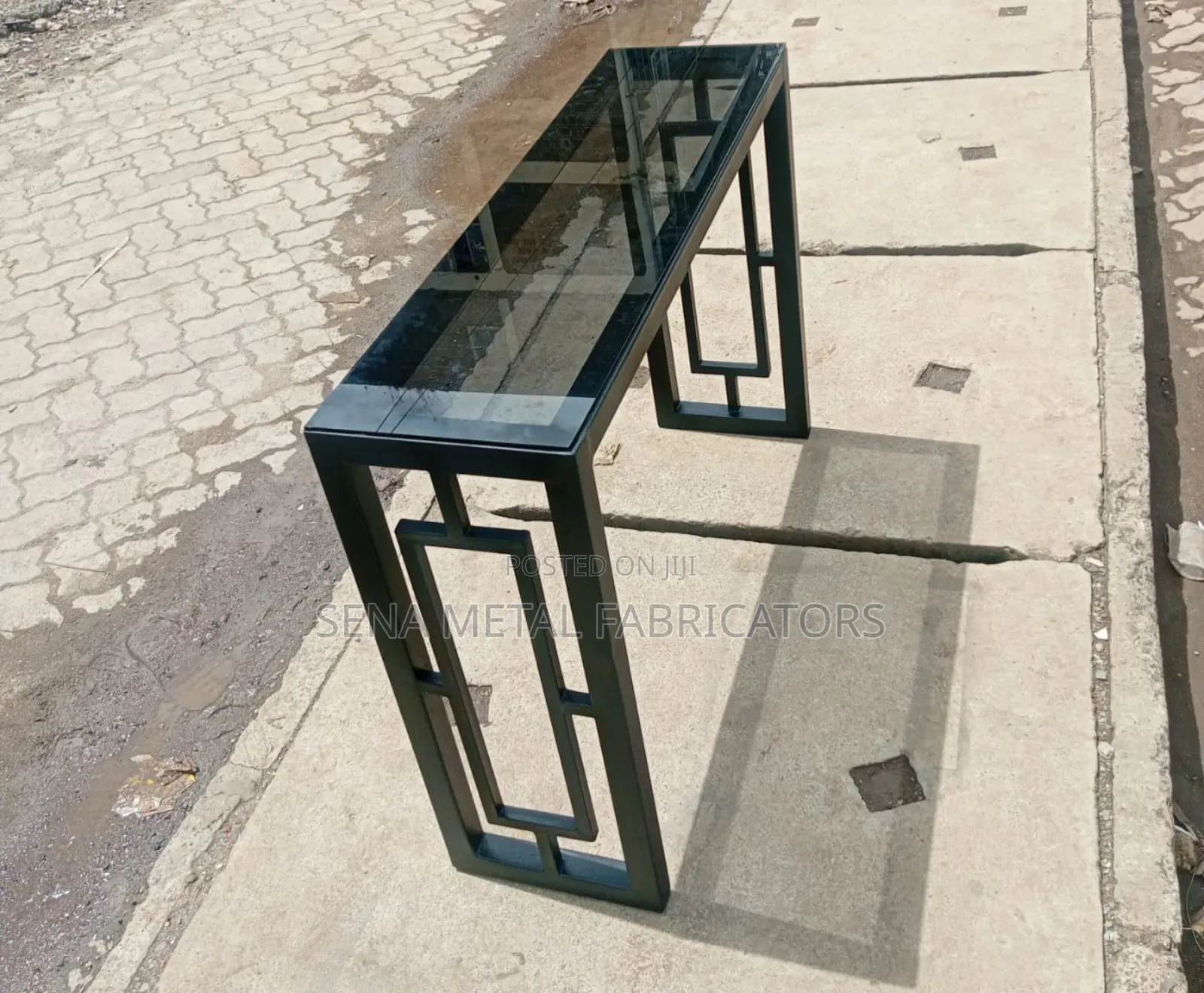 Glass Console Table Brushed Gold Podwer Coating.