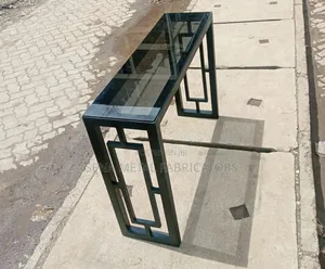 Glass Console Table Brushed Gold Podwer Coating.