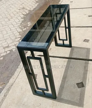 Glass Console Table Brushed Gold Podwer Coating.