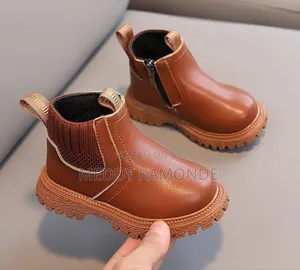 Brown Black Unisex Kids Boots