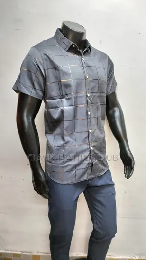Grey and Gold Shirt Men Shirt