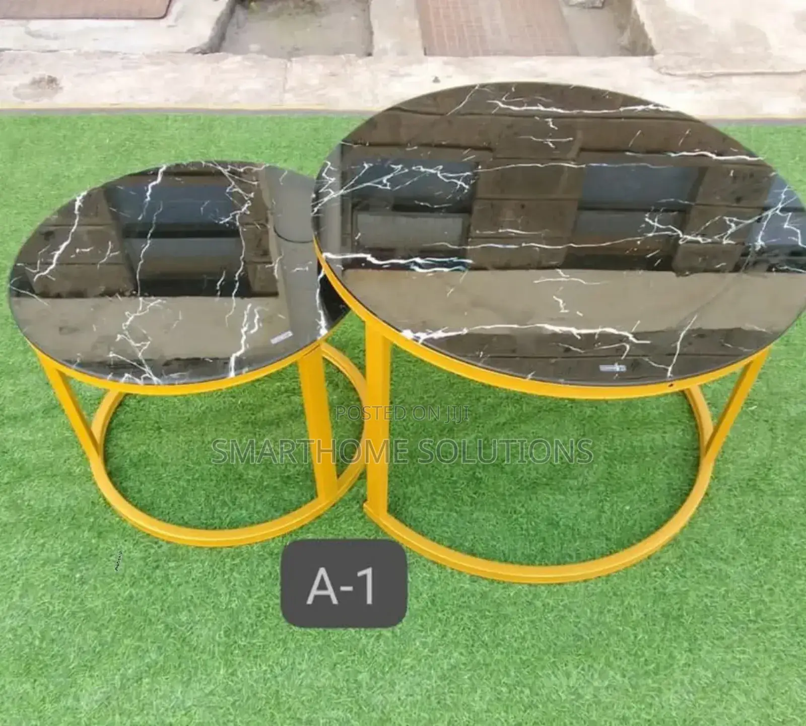 Marble Nesting Table (Glass Effect) Black a-O1m