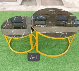 Marble Nesting Table (Glass Effect) Black a-O1m