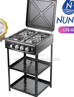 Nunix Cooker 3g +1e Plate Standing Cooker Plus Shelves N/Lt