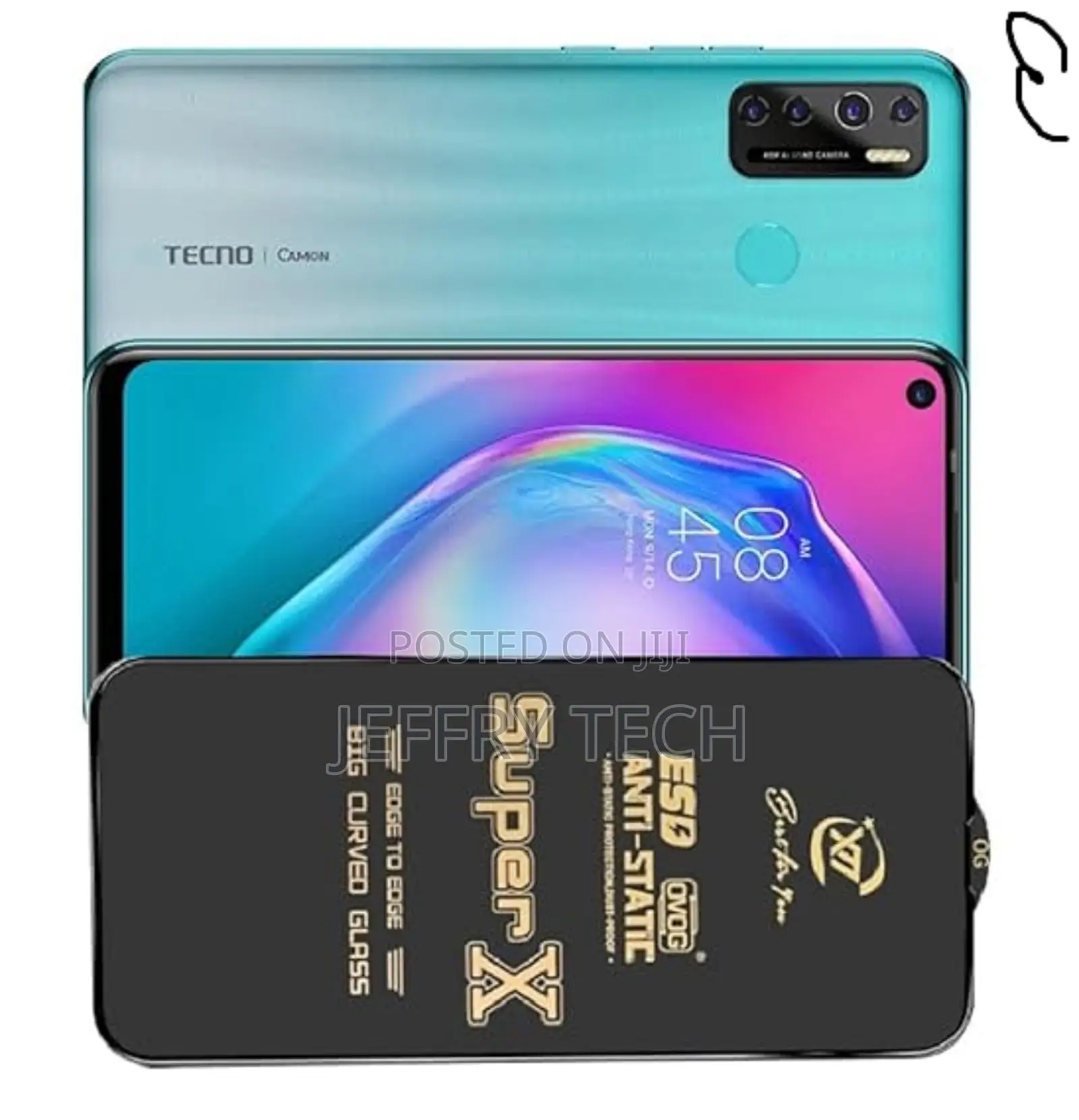 Antistatic Glass Screen Protector for Tecno Camon 15