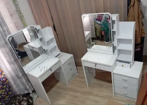 White Dressing Table With Sliding Mirror