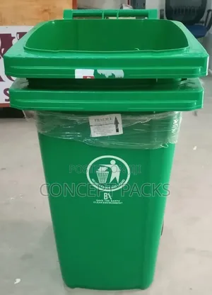 120l Green Pedal Bin With Wheels.