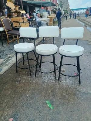 Stools With Backrest, Black and White 