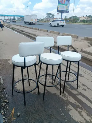 High Stools, or Kitchen Stools, Cream White and Black 
