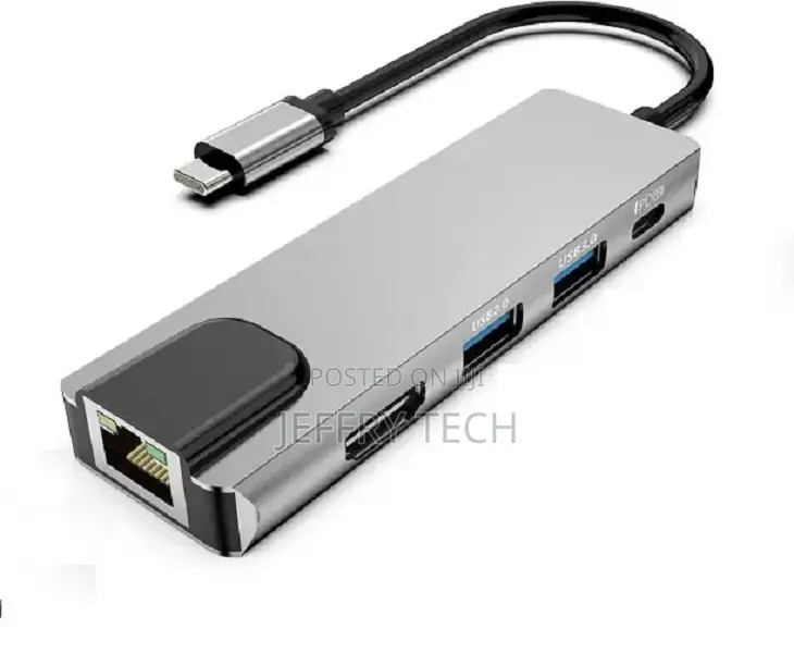 En Ligne Usb C Hub, 5 in 1 Multi Port Adapter With Gigabit E
