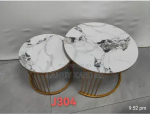 Marble Neat Stools With Gold Frame