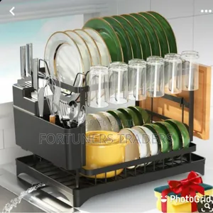 Dish Drying Rack Black With Drain Board