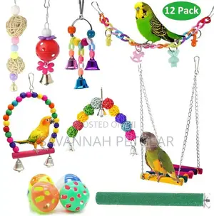 12pack Parrot Chew Set Colorful Rattan Hanging Bird Toys