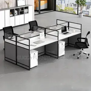 Workstations:4-Way Modern Modular White Office Workstation