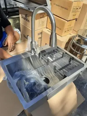 Kitchen Sink Double Bowl With a Tap Mixer