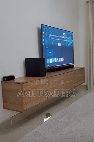 Natural 8ft Floating Tv Stand With Push 2 Open