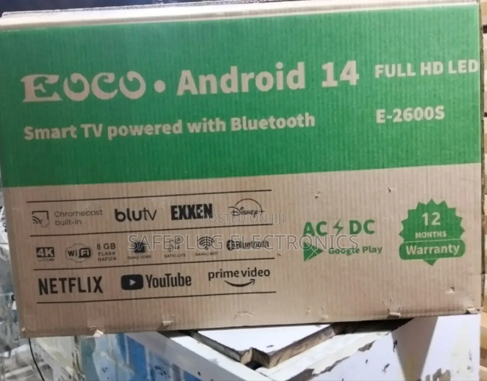 1 + 8gb - Eoco E-2600 Smart Bluetooth Ac/Dc Android Tv