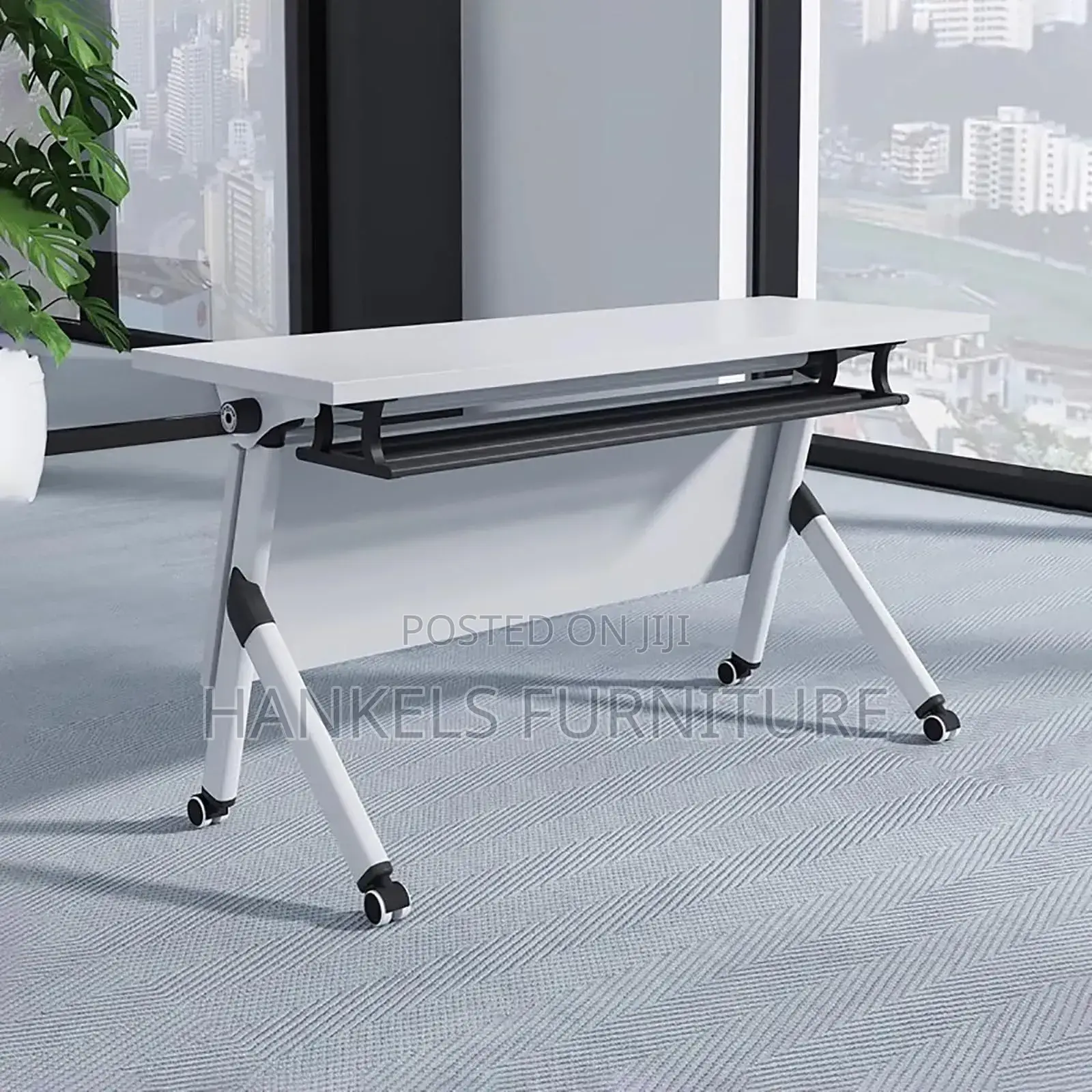 Foldable Movable White Desk