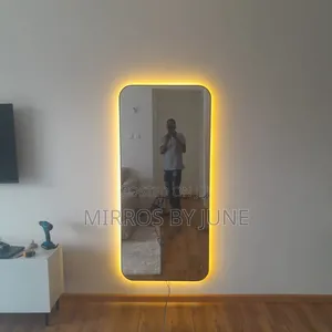 Full Length Curved Corner Mirror With Led Light