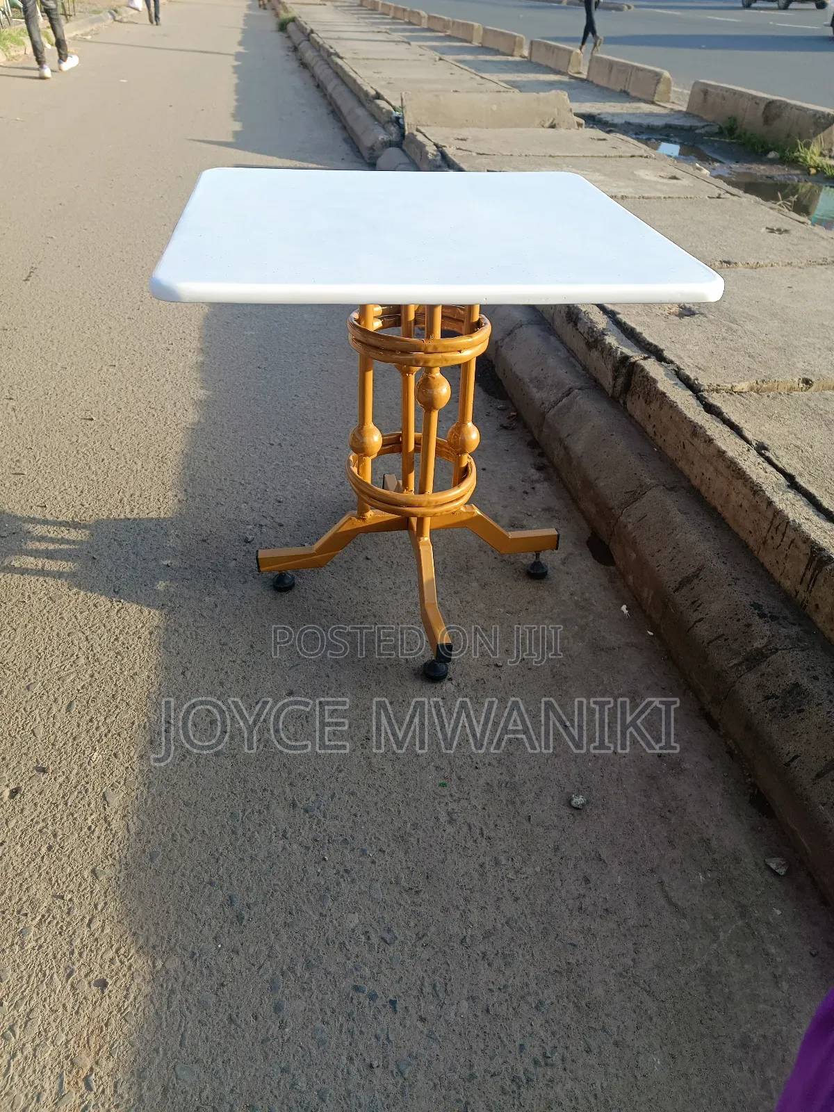 White, Gold Restaurant Square Table 