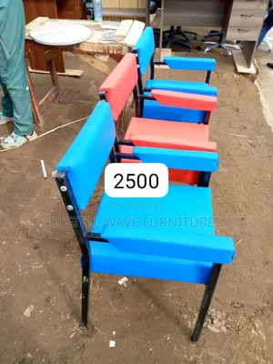 Blue/Red Metallic Leather Chairs