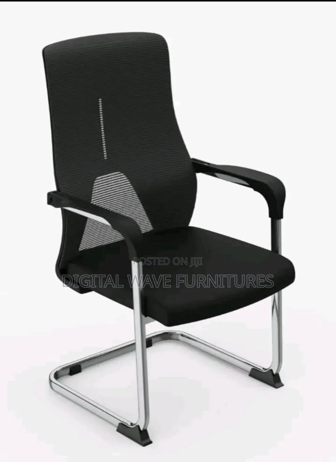 Black Office Chair With Metallic Support