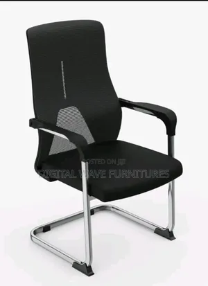 Black Office Chair With Metallic Support