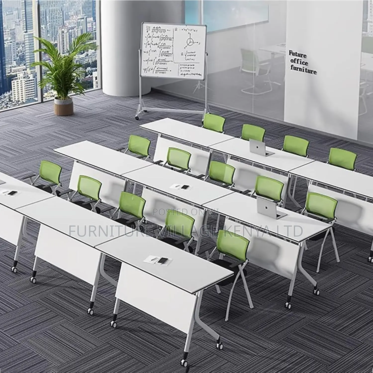 Foldable Mobile Conference Table With Silent Wheels