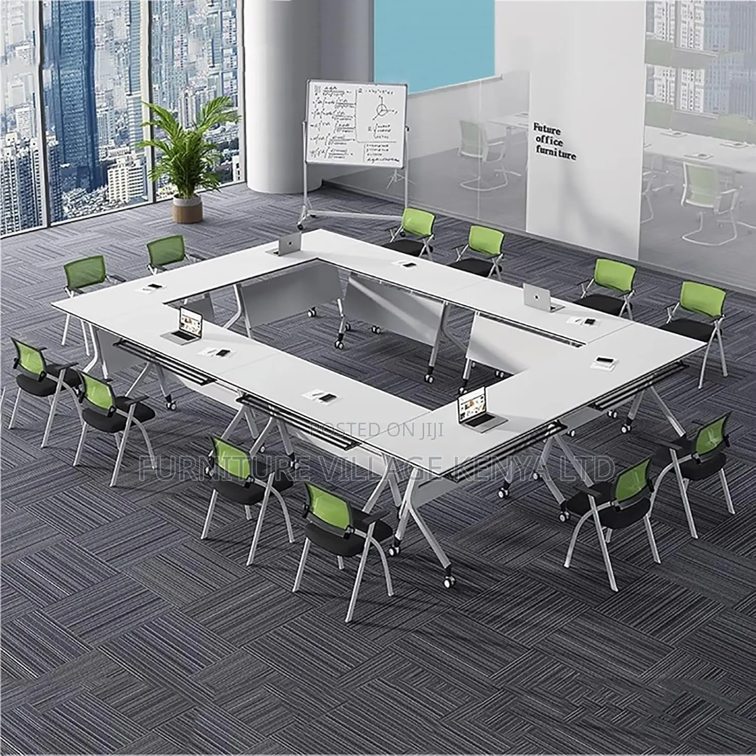 Foldable Mobile Conference Table With Silent Wheels