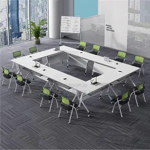 Foldable Mobile Conference Table With Silent Wheels