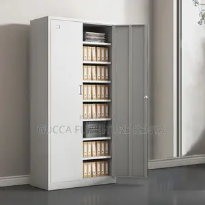 Office Cabinets: 2-Door Modern White Steel Locking Cabinet