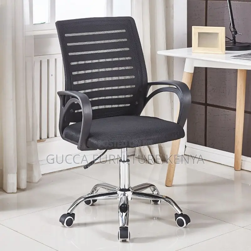 Office Chairs: Casual Black Solid Mesh Back Study Chair
