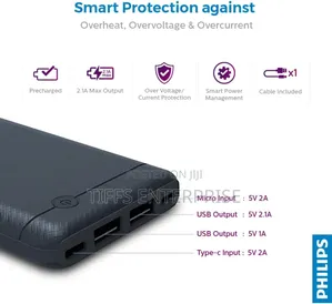 Philips 10000mah Ultra Compact Power Bank (Blue)