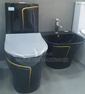 One-Piece Toilet Set(Black, Gold White)
