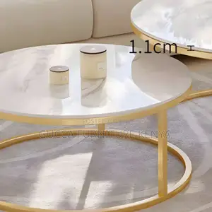 Coffee Tables:Twin Round Nesting Coffee Table Marble Top