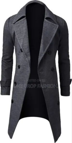 Grey Black Woolen Trench Coats