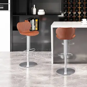 Home Chairs: Brown Artificial Leather Pail Pub Stool