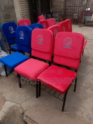 Church Chairs, Red, Blue With Branding 